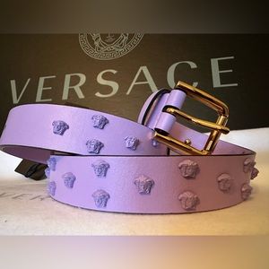 Versace Medusa Studded lilac leather belt NEW (AUTHENTIC)